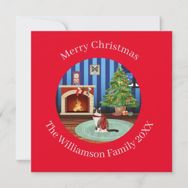 Cartes Pour Fêtes Annuelles Chaussure de neige personnalisée Kitty Chat Noël (Devant)