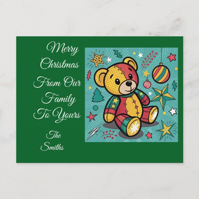 Cartes Pour Fêtes Annuelles Chaussures de Noël Ours en peluche (Devant)