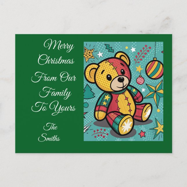 Cartes Pour Fêtes Annuelles Chaussures de Noël Ours en peluche (Devant)