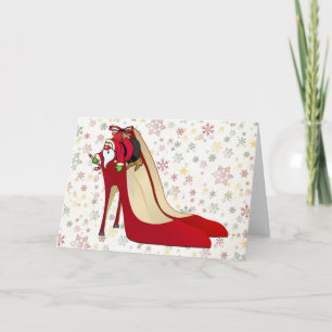 Cartes Pour Fêtes Annuelles Chaussures Red High Heel / Père Noël Elf