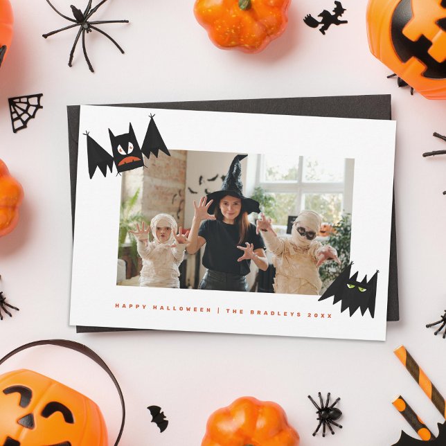 Cartes Pour Fêtes Annuelles Chauves-souris amusantes illustrées Halloween (Créateur téléchargé)