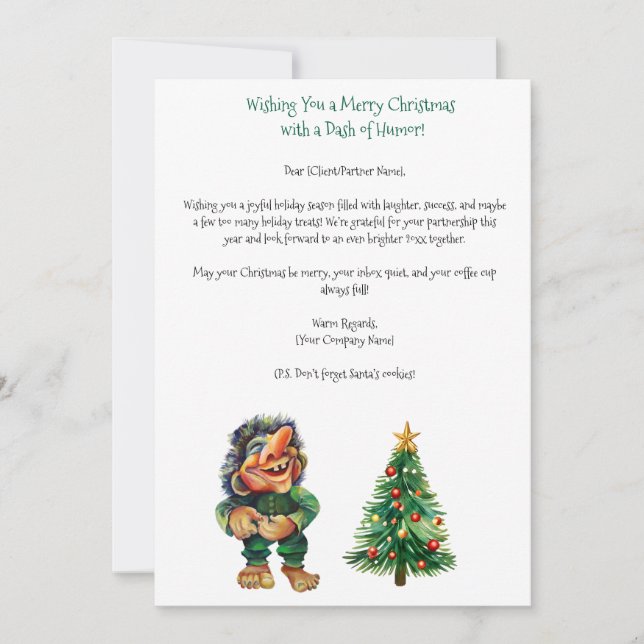 Cartes Pour Fêtes Annuelles Cheeky Christmas Troll et Tree Delight (Devant)