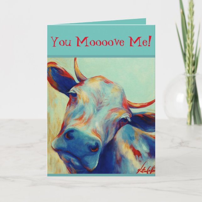 Cartes Pour Fêtes Annuelles Cheeky Cow Valentine Card VCollierArt (Devant)