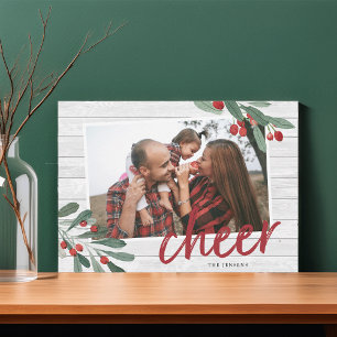 Cartes Pour Fêtes Annuelles Cheer   Farmhouse Holly Photo