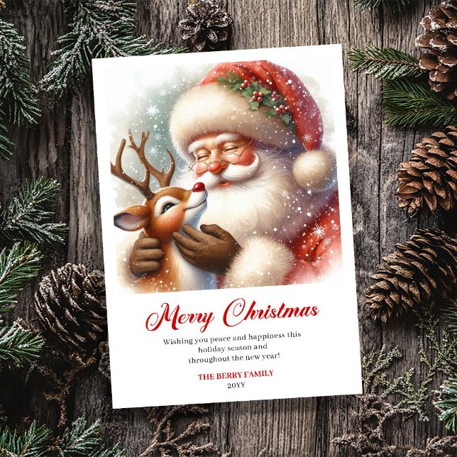 Cartes Pour Fêtes Annuelles Cheerful Santa With Rudolph Fun Christmas Greeting (Cheerful Santa With Rudolph Fun Christmas Greeting Card)