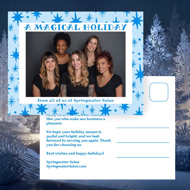 Cartes Pour Fêtes Annuelles Cheerful Stars Blue Christmas Custom Business (Cheerful Stars Blue Christmas Custom Office Photo Business Holiday Postcard
)