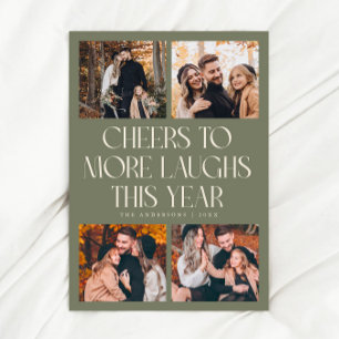 Cartes Pour Fêtes Annuelles CHEERS Nouvelle Année Vert Sauge Multi Photo
