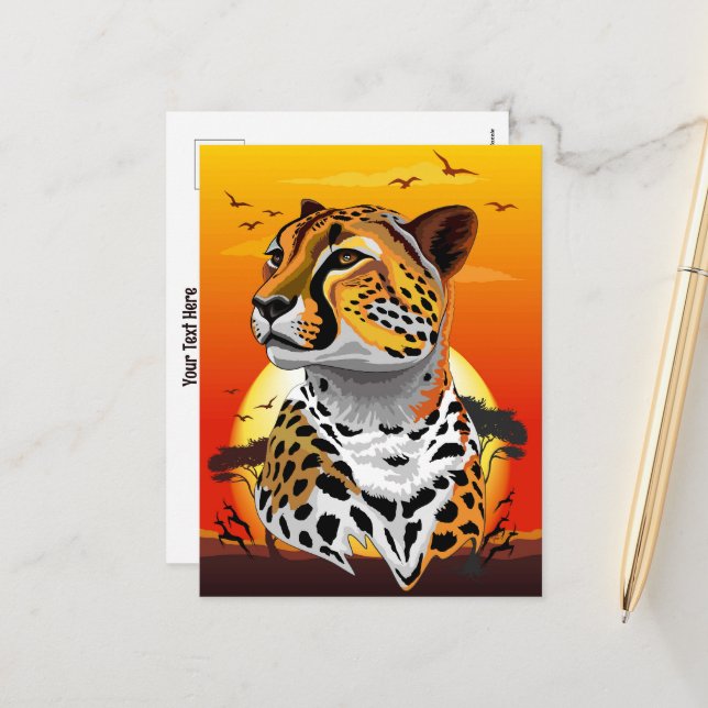 Cartes Pour Fêtes Annuelles Cheetah African Feline Wild Animal (Devant/Arrière en situation)