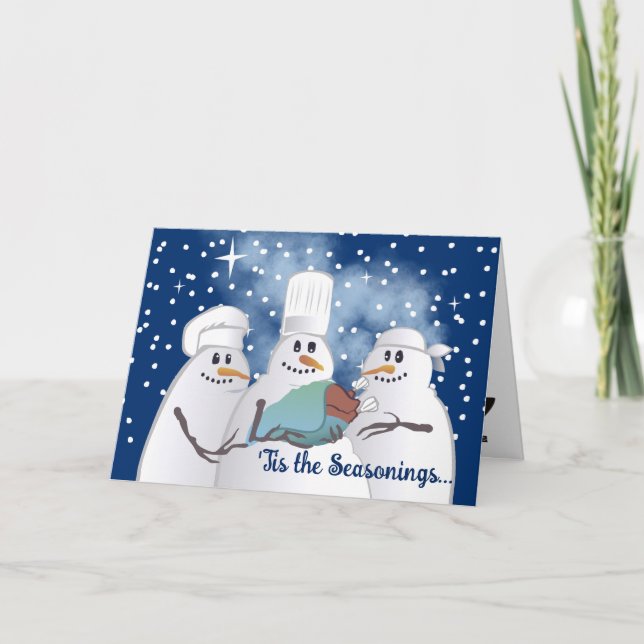 Cartes Pour Fêtes Annuelles Chef Snowman restaurant gastronomique traiteur Noë (Devant)