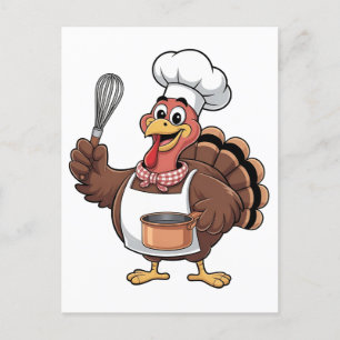 Cartes Pour Fêtes Annuelles Chef Turkey Thanksgiving Cook Gobbler