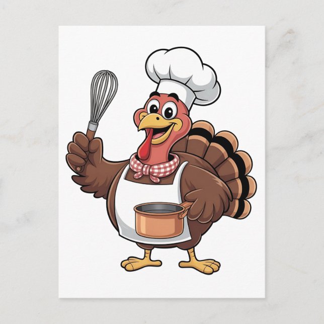 Cartes Pour Fêtes Annuelles Chef Turkey Thanksgiving Cook Gobbler (Devant)