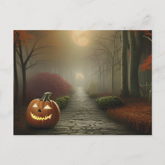 Cartes Pour Fêtes Annuelles Chemin de lanterne Jack-O' avec Halloween Déplaisa (Devant)