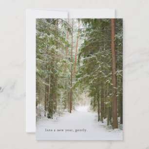 Cartes Pour Fêtes Annuelles Chemin minimaliste de la forêt hivernale, Nouvel A