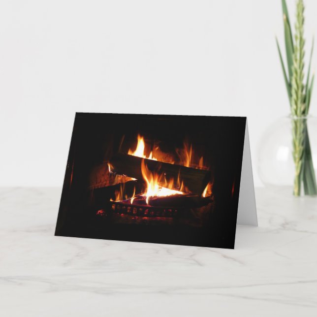 Cartes Pour Fêtes Annuelles Cheminée Chaleureuse Photographie de scène hiverna (Devant)