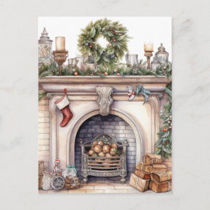 Cartes Pour Fêtes Annuelles Cheminée de fer de Noël