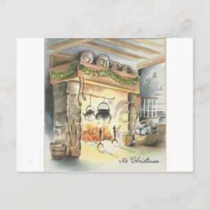 Cartes Pour Fêtes Annuelles Cheminée de Noël Vintage