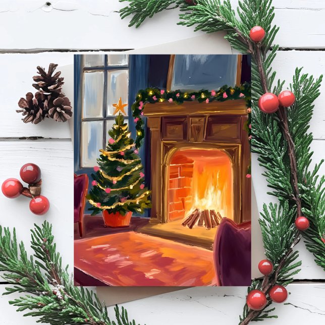 Cartes Pour Fêtes Annuelles Cheminée du matin de Noël (Créateur téléchargé)