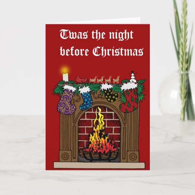 Cartes Pour Fêtes Annuelles Cheminée le réveillon de Noël (Devant)