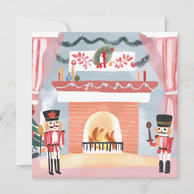 Cartes Pour Fêtes Annuelles Cheminée noires de Noël | Joyeuse aquarelle (Devant)