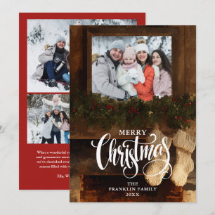 Cartes Pour Fêtes Annuelles Cheminée rustique de Noël 4 Collage de photos