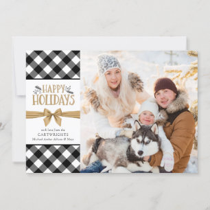 Cartes Pour Fêtes Annuelles Chèque de bison noir et blanc Plaid Brown Kraft