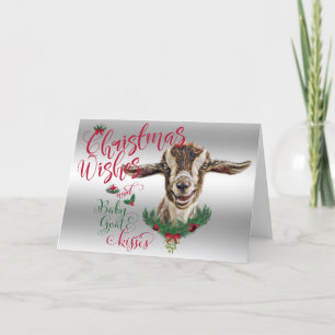 Cartes Pour Fêtes Annuelles CHÈQUE Souhaits de Noël Bébé Chèvre Baisers Basc