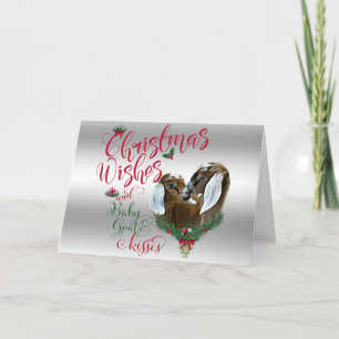 Cartes Pour Fêtes Annuelles CHÈQUE  voeux de Noël Bébé Chèvre Baiser les Nubie