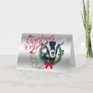 Cartes Pour Fêtes Annuelles CHÈQUE voeux de Noël Bébé Chèvre Baisers Alpin