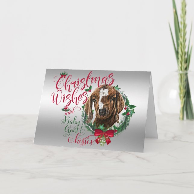 Cartes Pour Fêtes Annuelles CHÈQUE | voeux de Noël Bébé Chèvre Baisers Boer (Devant)