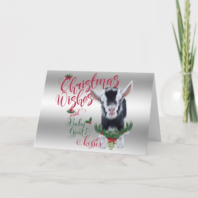 Cartes Pour Fêtes Annuelles CHÈQUE | voeux de Noël Bébé Chèvre Baisers Nigéria (Devant)
