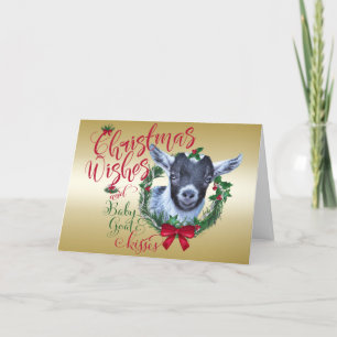 Cartes Pour Fêtes Annuelles CHÈQUE   voeux de Noël Bébé Chèvre Baisers Pygmée