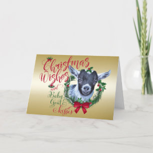 Cartes Pour Fêtes Annuelles CHÈQUE   voeux de Noël Bébé Chèvre Baisers Pygmée