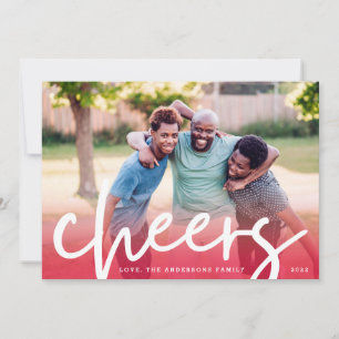 Cartes Pour Fêtes Annuelles CHÈQUES BLANCS   Red Gradient Joyeux Noël Photo