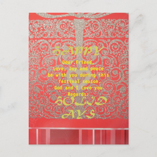 Cartes Pour Fêtes Annuelles Cher ami Happy Holiday Red Parties scintillant con (Devant)