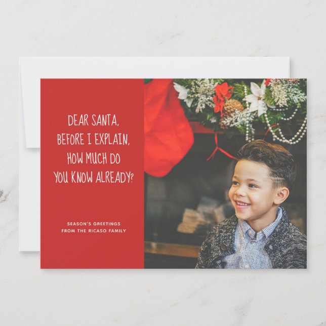 Cartes Pour Fêtes Annuelles Cher Père Noël, Combien Savez-Vous Déjà ? Noël (Devant)