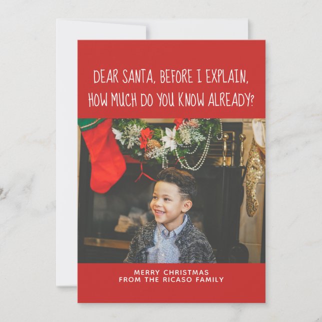 Cartes Pour Fêtes Annuelles Cher Père Noël, Combien Savez-Vous Déjà ? Noël (Devant)