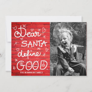 Cartes Pour Fêtes Annuelles Cher Père Noël définir bon script Photo brique rou