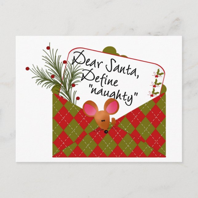 Cartes Pour Fêtes Annuelles Cher Père Noël...Définir Naughty (Devant)