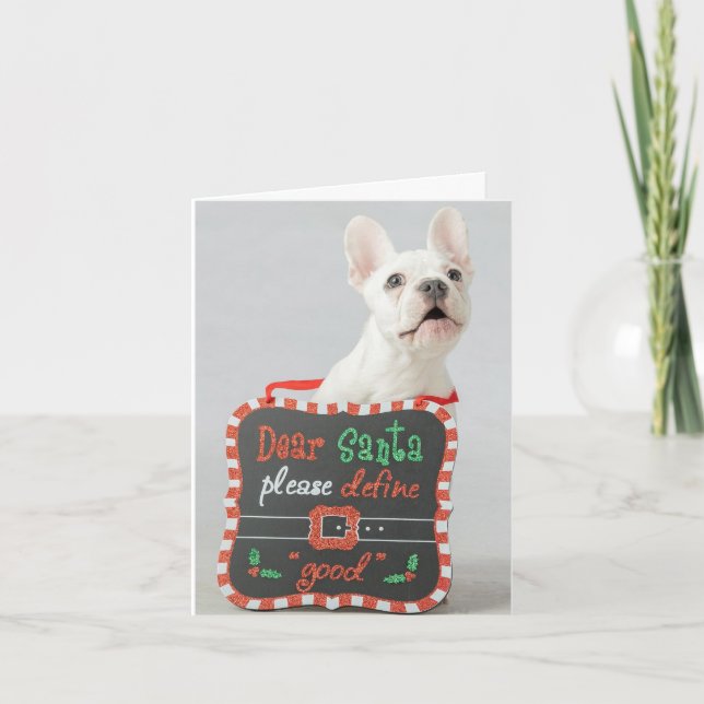 Cartes Pour Fêtes Annuelles Cher Père Noël, définissez le bien; Bulldog frança (Devant)