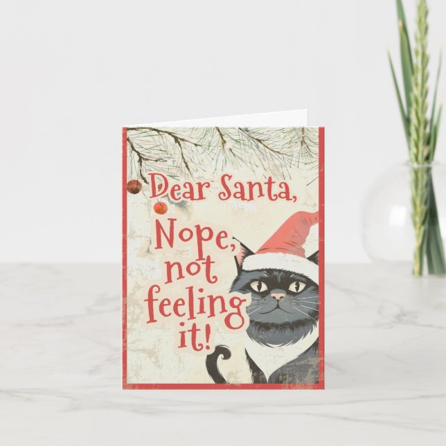 Cartes Pour Fêtes Annuelles Cher Père Noël drôle Chat noir anti Noël (Devant)