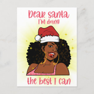 Cartes Pour Fêtes Annuelles Cher Père Noël, je fais de mon mieux pour Melanin