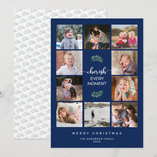 Cartes Pour Fêtes Annuelles Chercher chaque instant 10 photo Collage Noël (Devant / Derrière)