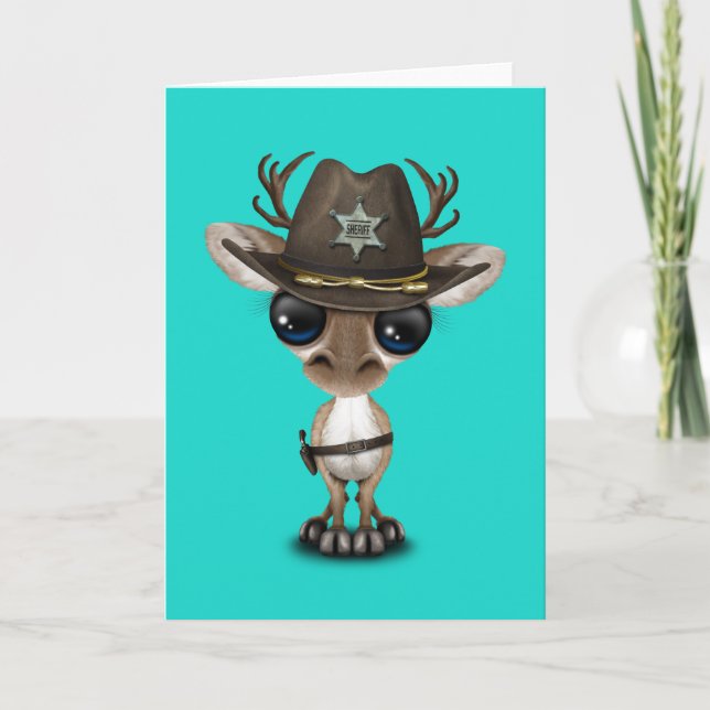 Cartes Pour Fêtes Annuelles Chérif de rennes de bébé mignonne (Devant)