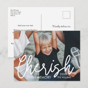 Cartes Pour Fêtes Annuelles Chérissez Chaque Souvenir Photo de Famille Personn