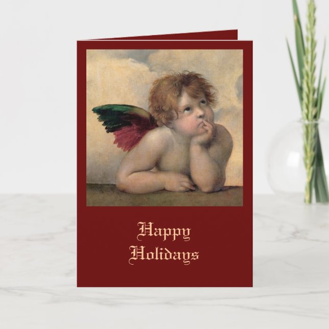 Cartes Pour Fêtes Annuelles Cherub de Sistine Madonna par Raphael (Devant)