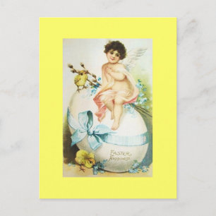 Cartes Pour Fêtes Annuelles Cherub et poussins vintages de Pâques