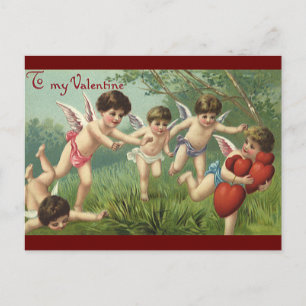 Cartes Pour Fêtes Annuelles Cherubs vintages de la Saint-Valentin aux Coeurs d