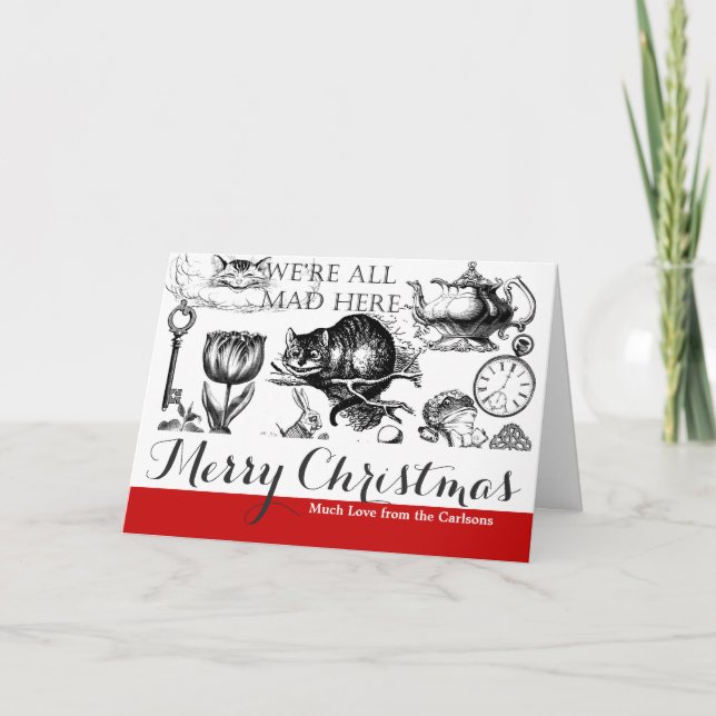Cartes Pour Fêtes Annuelles Cheshire Chat classique alice au merveilleux fou (Devant)