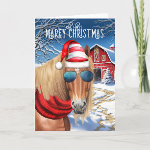 Cartes Pour Fêtes Annuelles Chestnut Blonde Mane Cheval drôle MAREy Noël