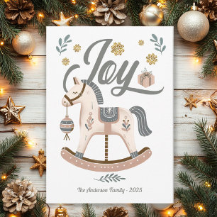 Cartes Pour Fêtes Annuelles Cheval à Bascule Joie Vintage Bohème
